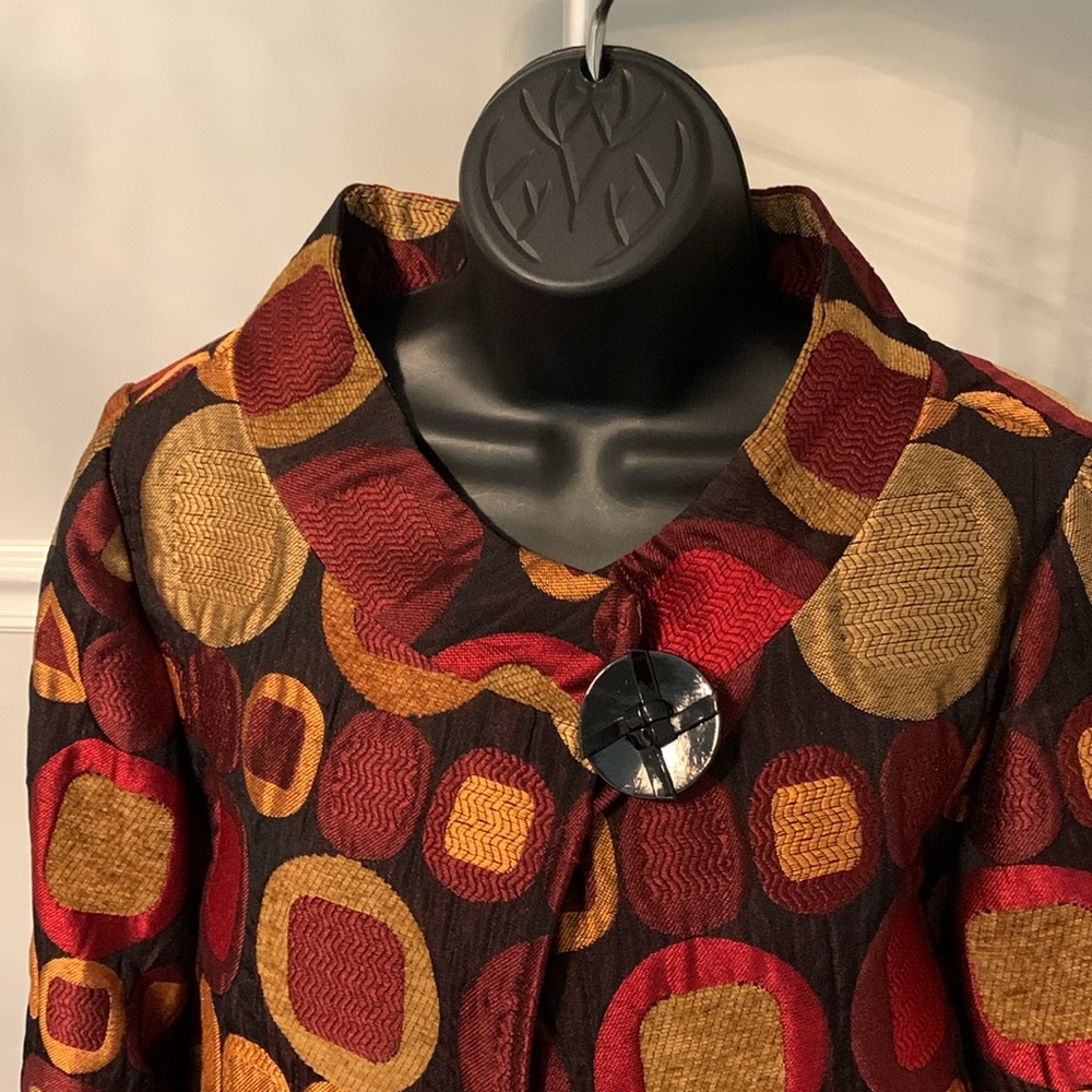 Nitsa’s Autumnal Geo Print Swing Jacket Size 10